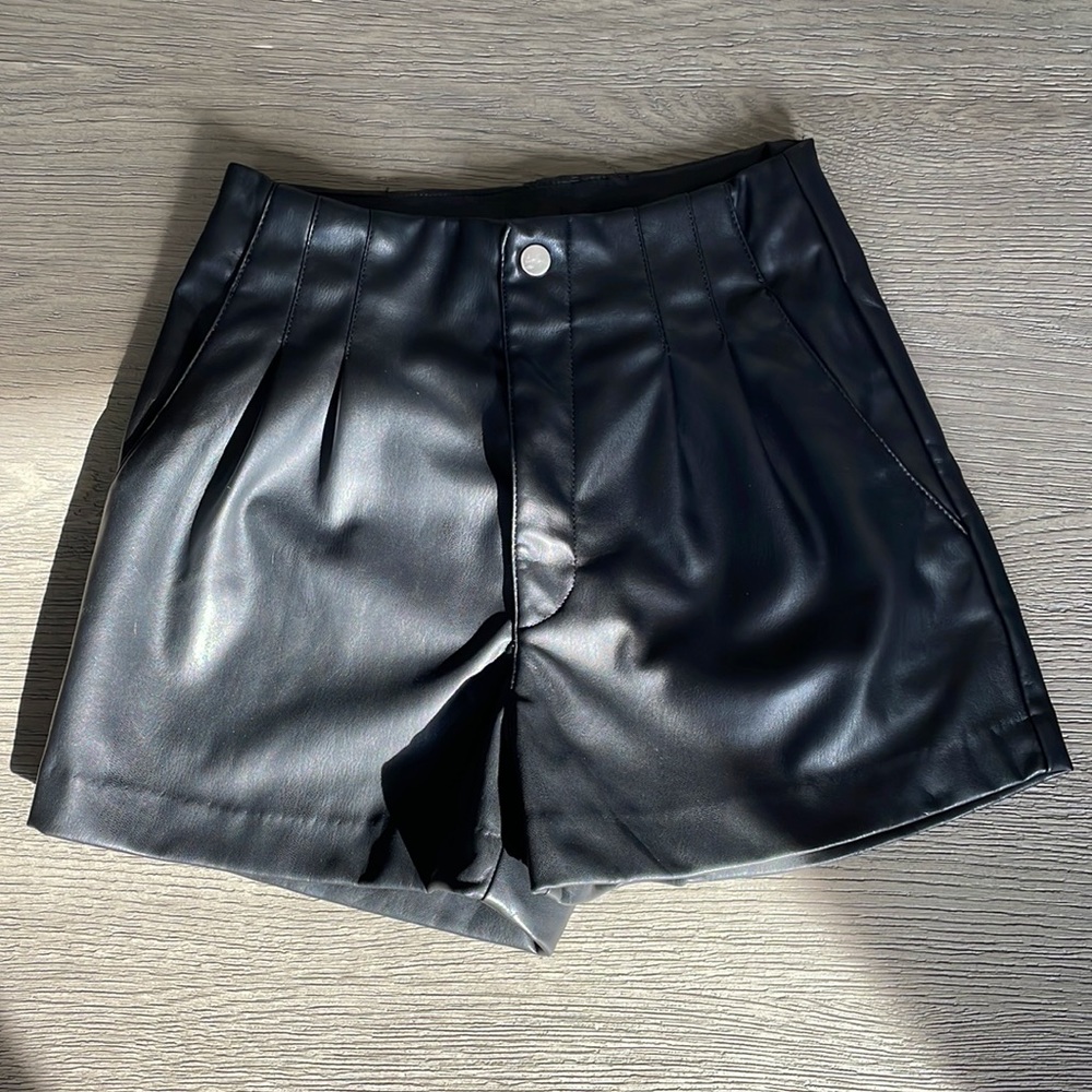 H&M faux leather shorts